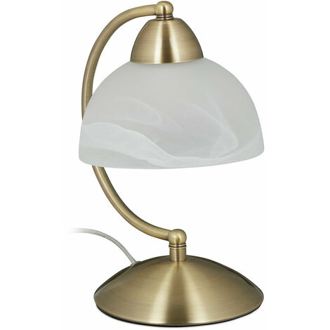 Lampe de table vintage, tactile, verre et fer, réglable,décoration,E14, 230 VHlP 25x15x19cm,laiton