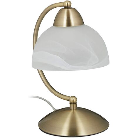 Lampe de table vintage verre opale laiton 40 watts - Transparent