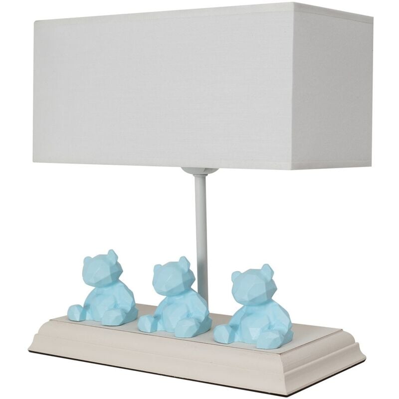 Lampe de table avec mdf, bleu, culot e 27 Max 60 w 26x12x28 cm - 'volga - bleu - Wellhome