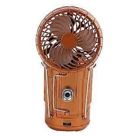 Lampe de tente LED rechargeable à énergie solaire avec ventilateur, lampe torche, lanterne de camping (Or)