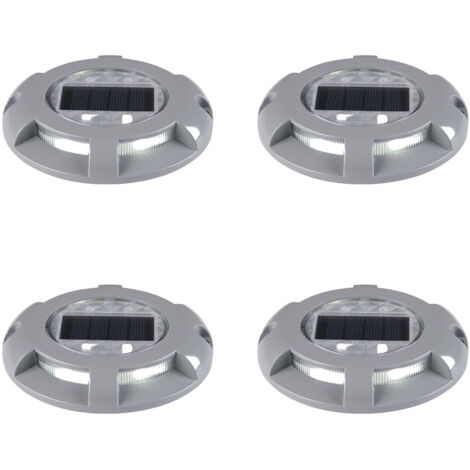 Lampe de terrasse solaire, 4 ampoules LED, boîtier en aluminium étanche, lumière blanc chaud