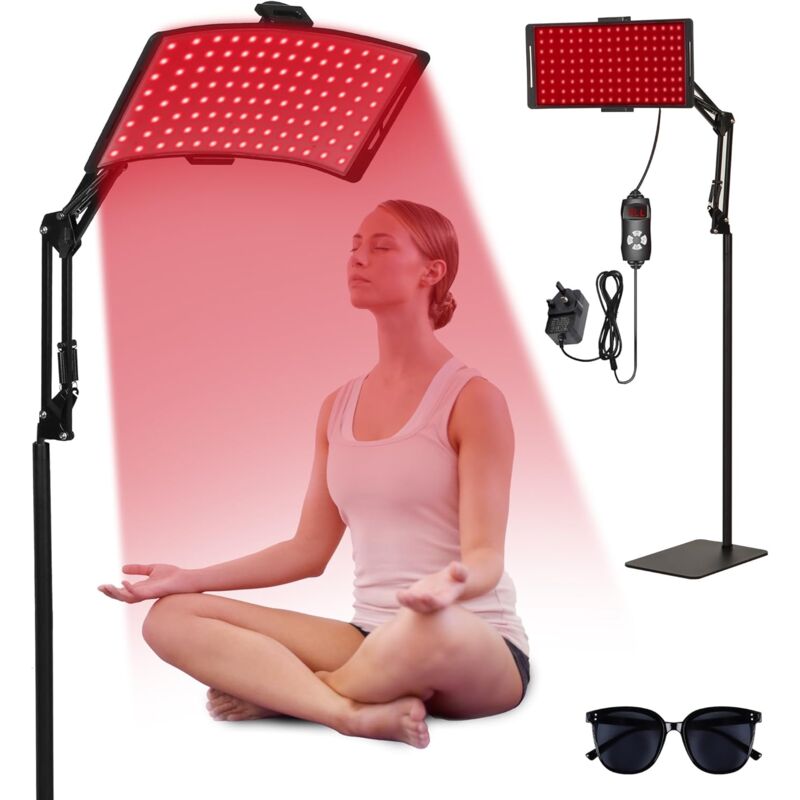 Lampe de thérapie par lumière rouge pour le visage et le corps, lampe de thérapie par lumière infrarouge rouge avec support profond 660 nm et 850 nm