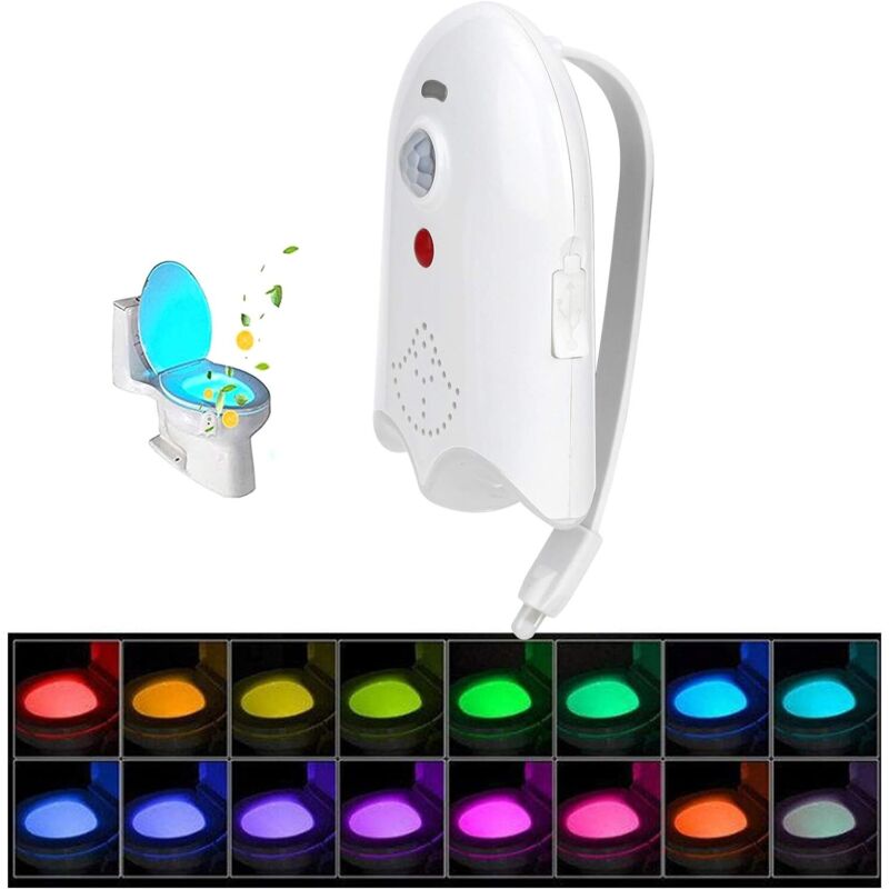Lampe de Toilette ¨¤ Del, Lampe de Toilette Rechargeable par USB Cuvette de Toilette 16 Couleurs Veilleuse Capteur Salle de Bain Veilleuse Lampe de
