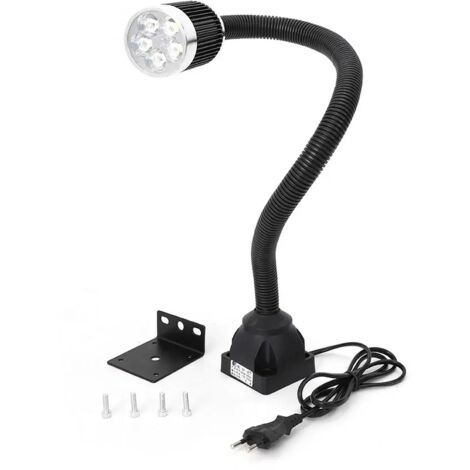 Lampe de travail 5W Lampe de travail LED Bras flexible avec base fixe Lampe de travail noire