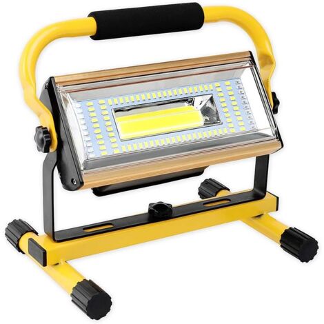 Lampe de travail à LED rechargeable 100W, projecteur portatif étanche IP65 7000LM 100LED, lampes de travail sur support pour éclairage de chantier de garage de camping