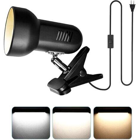 Lampe de travail à pince LED, tête rotative à 360°, éclairage d'établi ultra lumineux, lampe de bureau avec pince, 3 modes de température de couleur