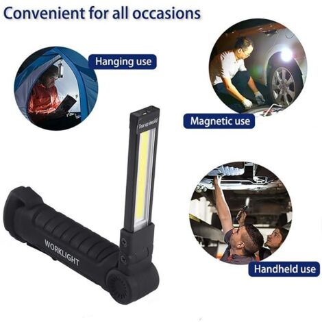 Lampe De Travail Cob Baladeuse Led 1000Lm Ultra Lumineuse - Lampe Portable Usb Rechargeable Inspection Avec Base Magnique