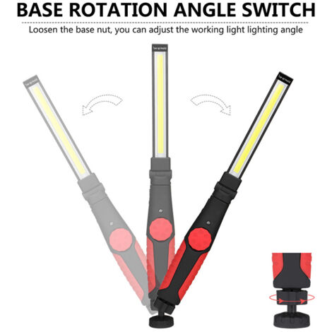 Lampe de travail COB portable pliable à 360°, rechargeable, magnétique, pour inspection, camping, éclairage d'urgence, 15 W, 700 lumens, 3 000 mAh