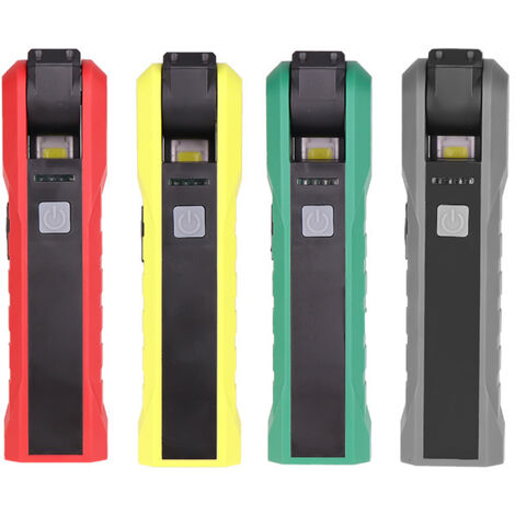 Lampe de travail COB rechargeable par USB avec batterie intégrée, pliable, revêtement en caoutchouc et aimantée.
