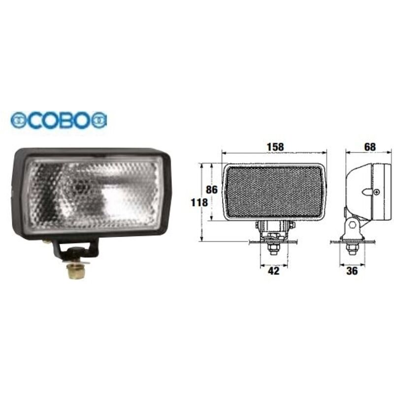 Lampe de travail et accessoire avec articulation et cadre pour tracteur agricole COBO