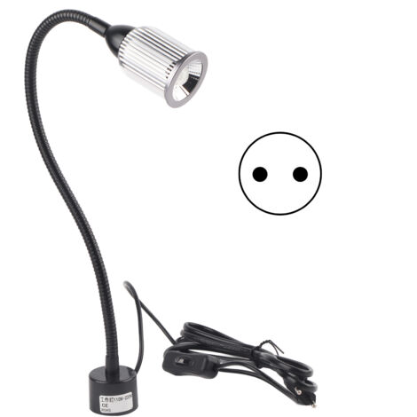Lampe de travail LED 10W avec base magnétique et cou ajustable pour machine à coudre - Alimentation 110‑220V