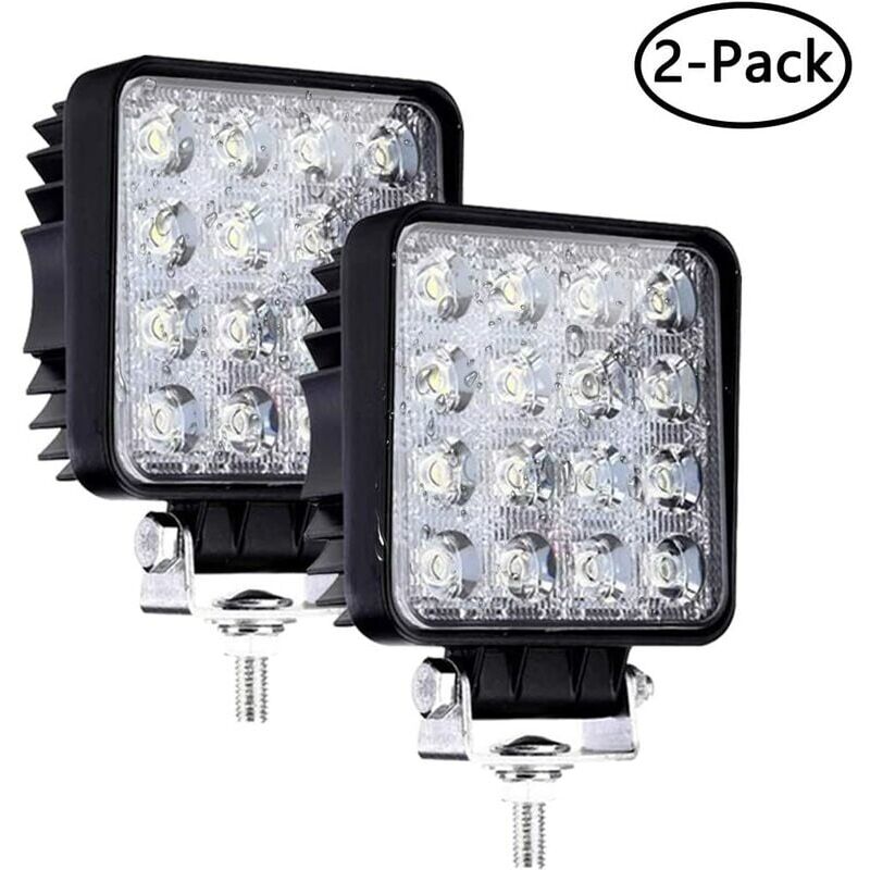 Lucky-88 - Lampe de travail à led, 2 barres lumineuses à led d'inondation 48W pour tracteur de voiture camions tout-terrain suv atv bateau 4