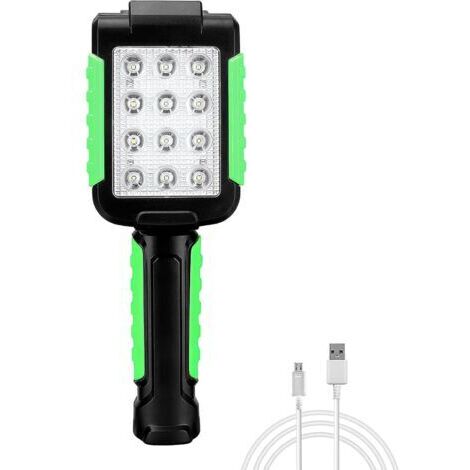 Lampe de travail LED, charge USB pliable lampe de travail extérieure lampe d'inspection lumière d'urgence multifonctionnelle avec crochet de suspension magnétique pour camping randonnée réparation ave