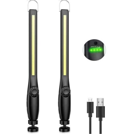 Lampe de travail LED Lampe de poche d\'atelier rechargeable COB,Lampe d\'inspection avec lampe de travail magnétique(2 pièces)