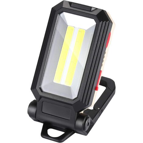 Lampe de travail LED Lumière de Camping Projecteur LED Rechargeable Lampe de Travail Rechargeable Lampe Atelier COB Torche Lampe de Poche avec Base Magnétique pour Garage, Camping, d'urgence, etc