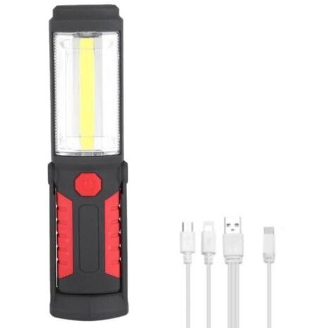 Lampe de travail LED portable 360 lumens avec support magnétique, rechargeable sans fil et câble USB, idéale pour la voiture et le camping