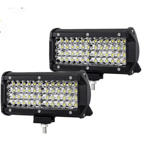 Lampe de Travail LED pour Tracteur 144W 16.5cm Projecteur LED de Voiture 12-24V Bande Lampe de Travail LED Étanche IP67 Lampe de Travail LED pour 4X4 Voiture Camion SUV Bateau 2 Pack