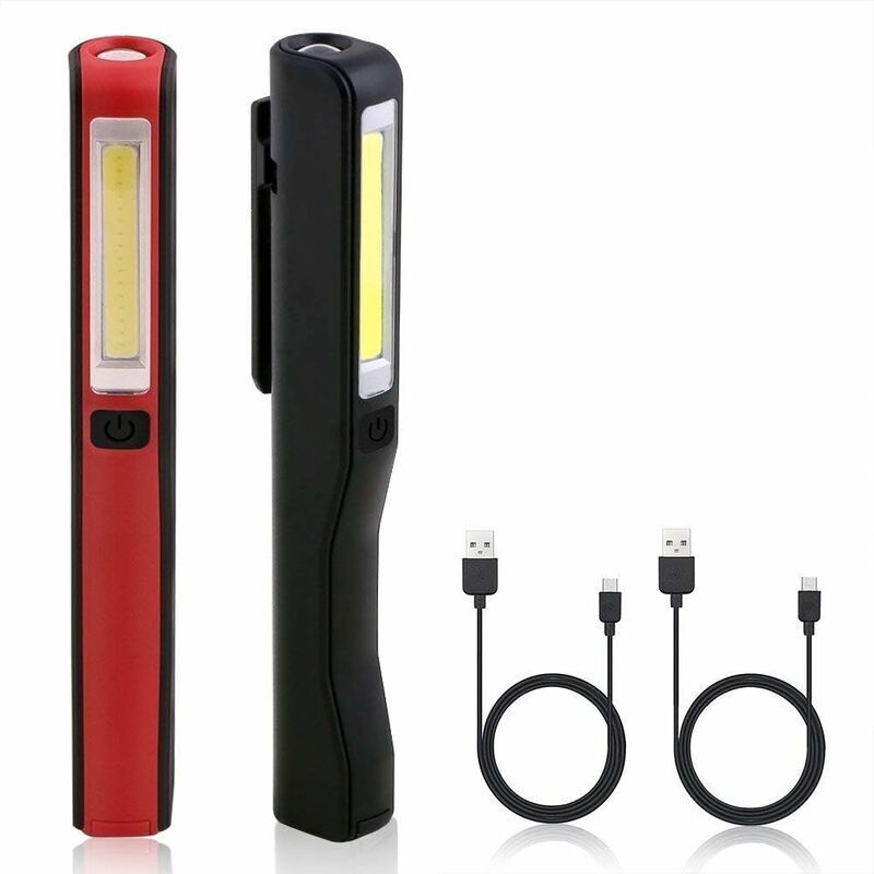 Lampe de Travail LED Rechargeable, 2 PCS 350 Lumens Lampe Mecanicien COB Lampe de Poche Ultra Puissante, Lampe Inspection pour Auto Garage Atelier