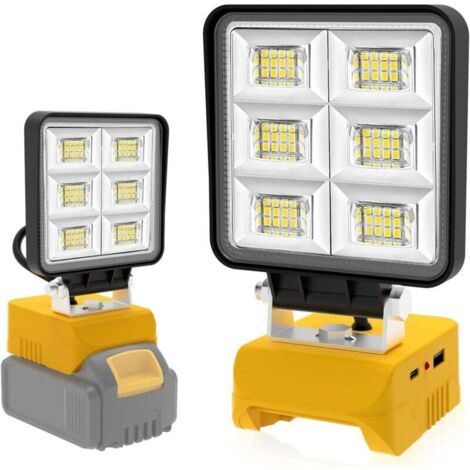 Lampe de travail LED rechargeable 48W, lampe de travail portable 5200LM, adaptée aux ateliers, au camping, à la réparation automobile et aux chantiers de construction (piles non incluses).