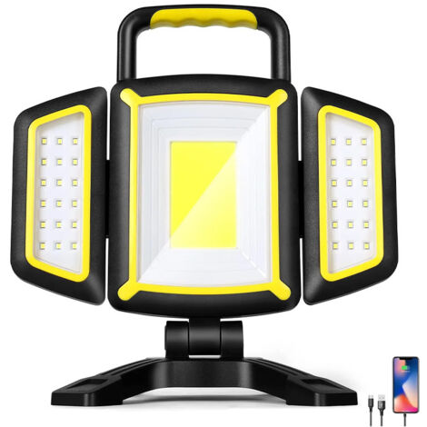 Lampe de travail LED rechargeable — 5 modes d'éclairage, base magnétique — Projecteur d'urgence extérieur