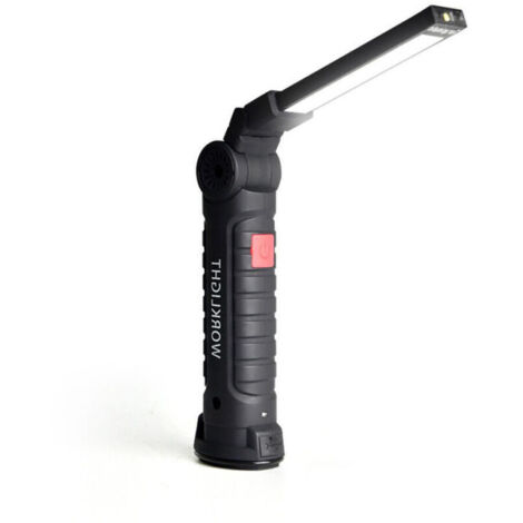 Lampe de travail LED rechargeable, 800 lumens, base magnétique, 5 modes (idéale pour le garage, le camping, les urgences, lampe de travail LED).