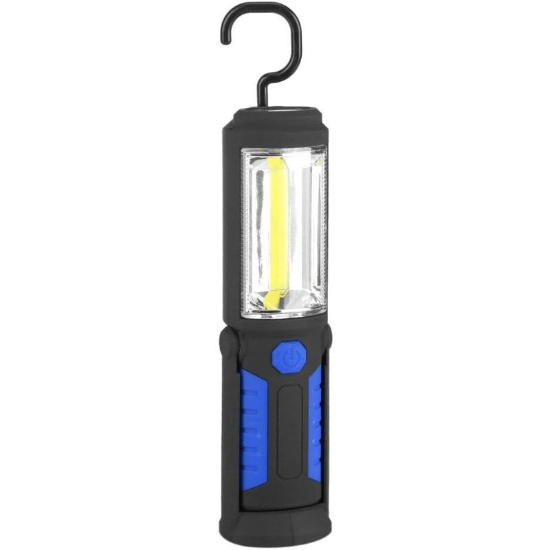 Lampe de Travail LED Rechargeable avec Magnétique Lampe de Torches de LED 2200mAh COB LED 650Lm 3W pour Auto Garage Atelier Camping Bricolage(Bleu)