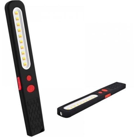 Lampe de travail LED rechargeable, lampe combinée bicolore 2 en 1, lampe d'inspection LED COB 3 W et lampe de poche avec double aimant