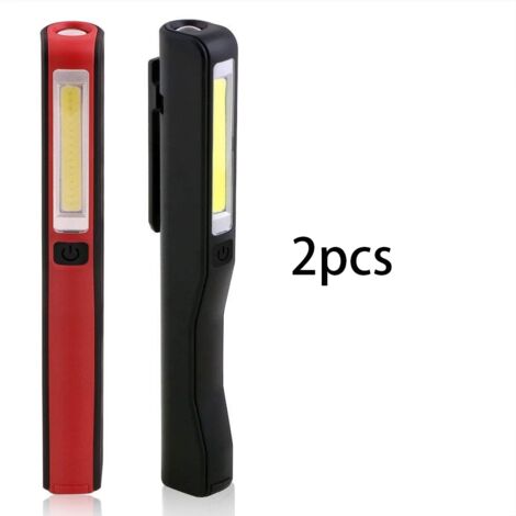 Lampe de travail LED rechargeable, lot de 2 lampes COB de 350 lumens pour mécanicien