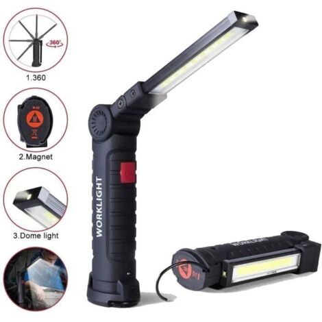 Lampe de Travail LED Rechargeable,Lampe Torche Baladeuse LED 800LM,Lampe Atelier LED Rechargeable,Lampe d\'Inspection