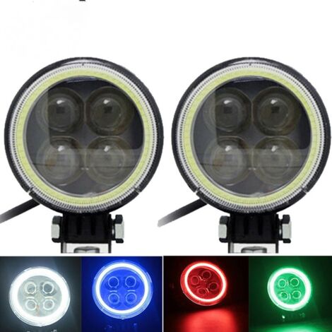 Lampe de travail LED ronde bleue, mini lampe de travail LED 12 W 12 V 82 mm, lampe de travail pour camion tout-terrain SUV 4x4 tracteur, antibrouillard