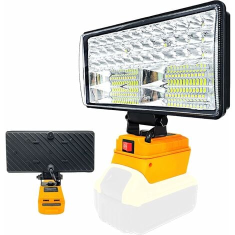 PEDONY Lampe de travail LED sans fil, lampe de poche 90 W 5 400 lm, projecteur LED de 8 pouces, lampe à batterie avec 2 ports de chargement USB, lumière LED pour l'extérieur