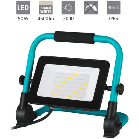 LAMPE DE TRAVAIL LED / SPELLIGHT Aluminium, noir, turquoise 52W L: 25cm B: 18,5 cm H: 31cm 4000K IP65 avec câble + fiche