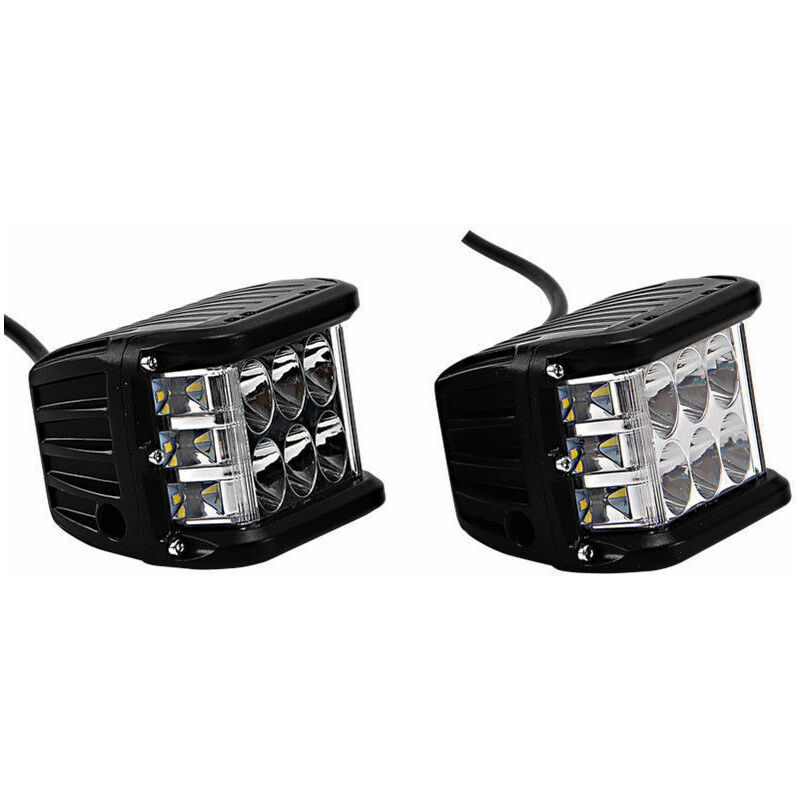 Lampe de travail lumineuse LED à trois côtés 60W 45W, lumière diurne lumineuse latérale Wrangler spotlight-2pcs-lumière rouge et bleue