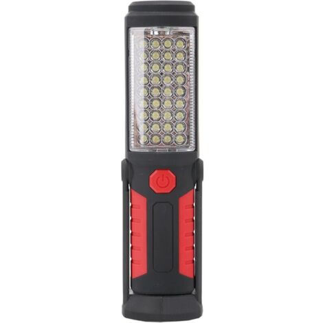 Lampe de travail magnétique à batterie 36+5LED, lampes de travail portables pour les urgences, lumière de mécanicien, maison, réparation de voiture, lumière de problème,chargement USB (Rouge)