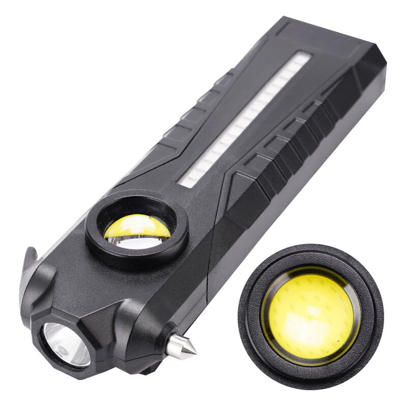 Lampe de Travail Multifonctionnelle, Lampe Inspection Rechargeable Torche Lampe de Poche avec magnétique Crochet Cutter Marteau avec voyant rouge et