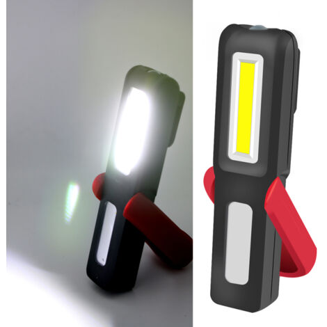 Lampe de travail rechargeable USB à LED COB avec base magnétique, lampe torche portable, veilleuse, crochet de suspension pour l'extérieur, lampe de camping