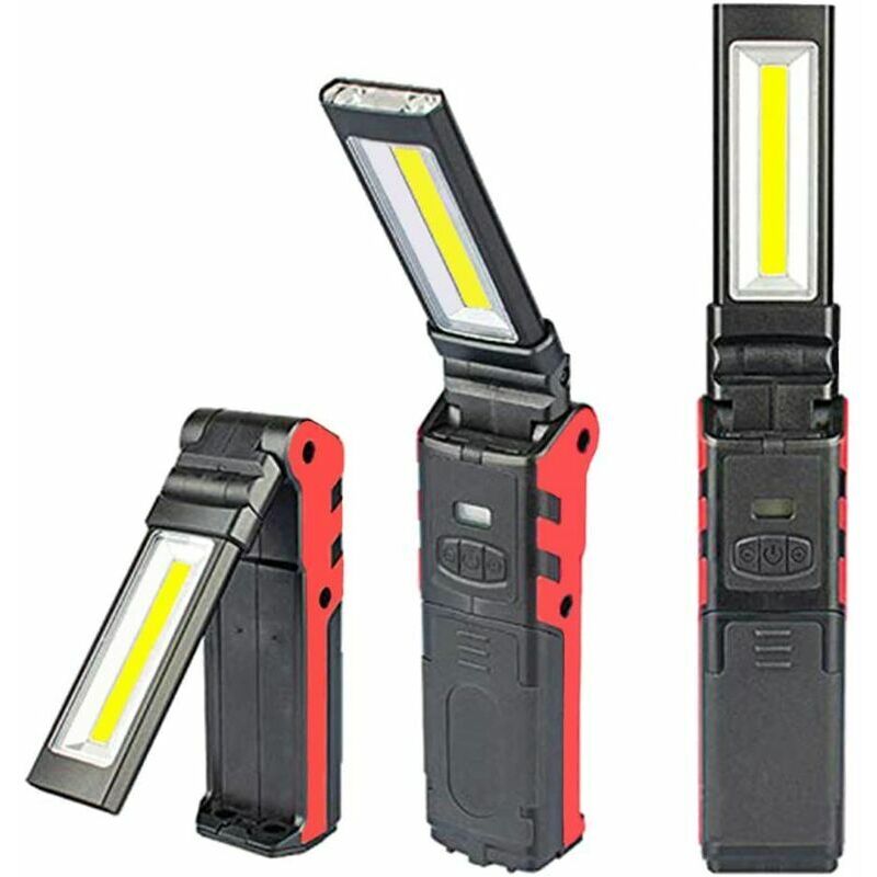 Lampe de Travail usb Rechargeable Lampe, cob Torche Lampe de Poche,LED Lampe inspection avec Base magnétique Pour Camping Lampe pour Garage, camping,