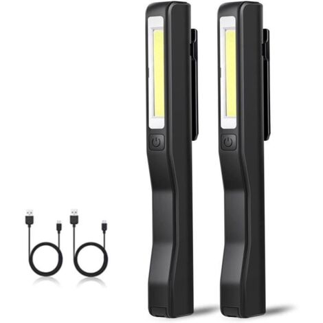 Lampe de Travail USB Rechargeable LED Ultra Puissante Camping Lampe pour Garage Atelier bricolage avec clip magnétique 2psc