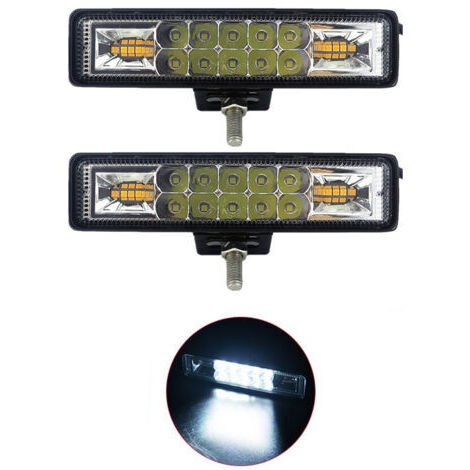 Lampe de travail,2Pcs LED Pods Barre Lumineuse 48W LED Barre Lumineuse de Travail Conduite Antibrouillard Imperméable Inondation et Spot Combo Faisceau pour Camions Hors Route ATV UTV,Lumière blanche