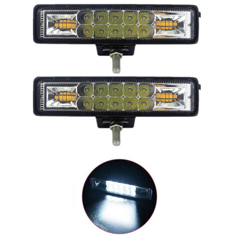 Lampe de travail,2Pcs LED Pods Barre Lumineuse 48W LED Barre Lumineuse de Travail Conduite Antibrouillard Imperméable Inondation et Spot Combo Faisceau pour Camions Hors Route ATV UTV,Lumière blanche