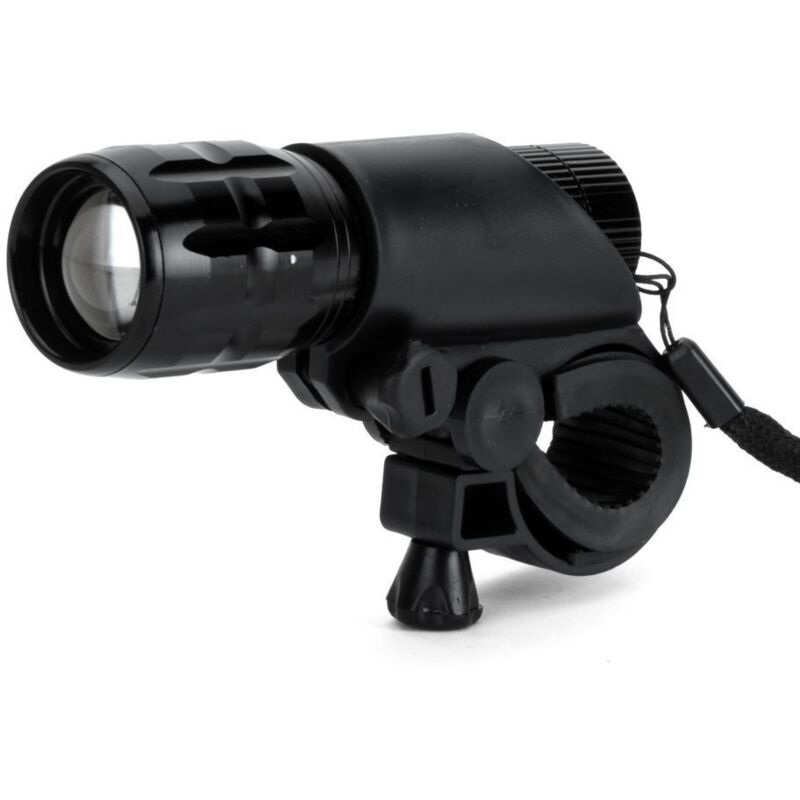 Lampe de vélo, lampe torche 7W à faisceau réglable, 2000 lumens, 3 modes, support pour lampe torche LED (noir)