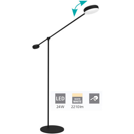 Lampe debout clavellina en plastique blanc LED 24W 3000K L: 121,5 cm H: 160,5 cm Dimmable avec une touche