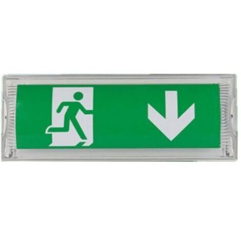 Lampe d'éclairage de secours à LED, avec batterie de secours jusqu'à 3 heures, Classe de protection : IP 65, Panneau d'indication de sortie/urgence, signe lumineux, Lumineux