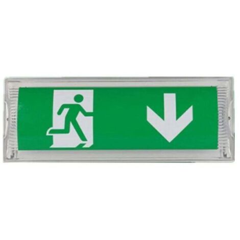 Lampe d'éclairage de secours à LED, avec batterie de secours jusqu'à 3 heures, Classe de protection : IP 65, Panneau d'indication de sortie/urgence, signe lumineux, Lumineux,