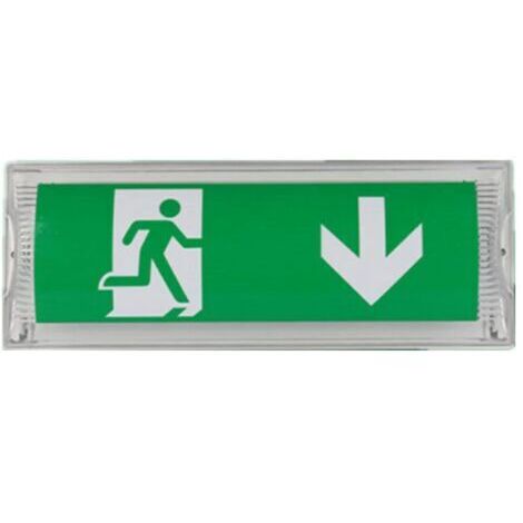 Lampe d'éclairage de secours à LED, avec batterie de secours jusqu'à 3 heures, Classe de protection : IP 65, Panneau d'indication de sortie/urgence, signe lumineux, Lumineux