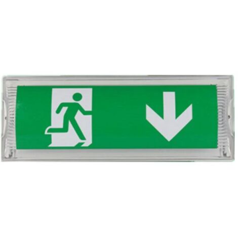 Lampe d'éclairage de secours à LED, avec batterie de secours jusqu'à 3 heures, Classe de protection : IP 65, Panneau d'indication de sortie/urgence, signe lumineux, Lumineux