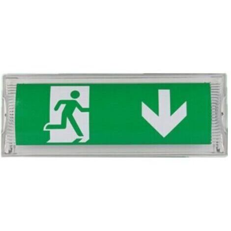 Lampe d'éclairage de secours à LED, avec batterie de secours jusqu'à 3 heures, Classe de protection : IP 65, Panneau d'indication de sortie/urgence, signe lumineux, Lumineux