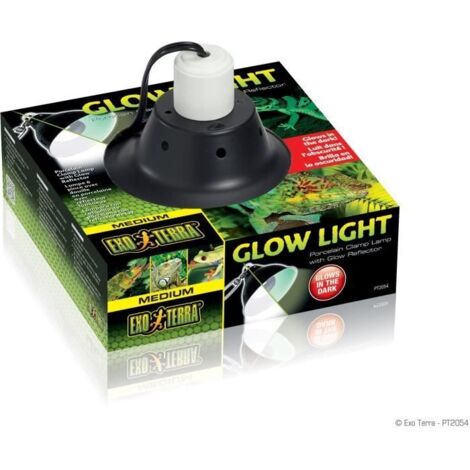Lampe d'éclairage pour terrarium - EXO TERRA - Glow Light M - Pince avec douille en porcelaine - Réflecteur de lumière - Jour/Nuit - 21 cm