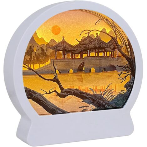 Lampe décorative 3D originale en papier découpé, boîte lumineuse de bureau, lampe de table effet nuit