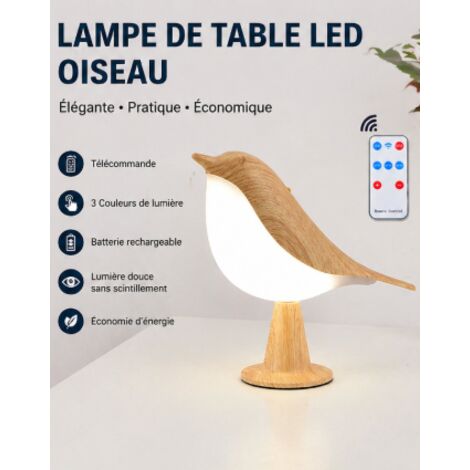 Lampe décorative LED parfumée pie pour voiture, veilleuse oiseau de chevet rechargeable, lampe de table tactile d'ambiance